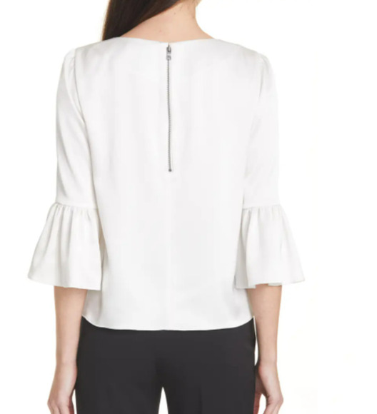 Alice + Olivia Bernice Ruffle Top Size X-Large Off White NEW WITH TAGS - Picture 2 of 6